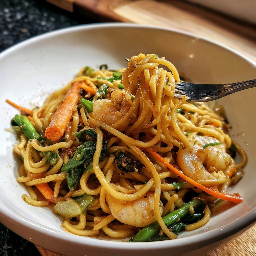 Mittagessen mit Reisnudeln