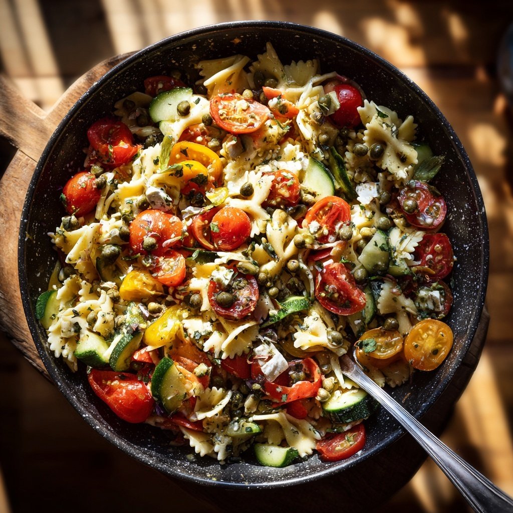 Mediterraner Nudelsalat Mit Kapern