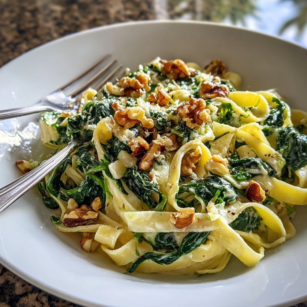 Tagliatelle mit Spinat und Walnüssen