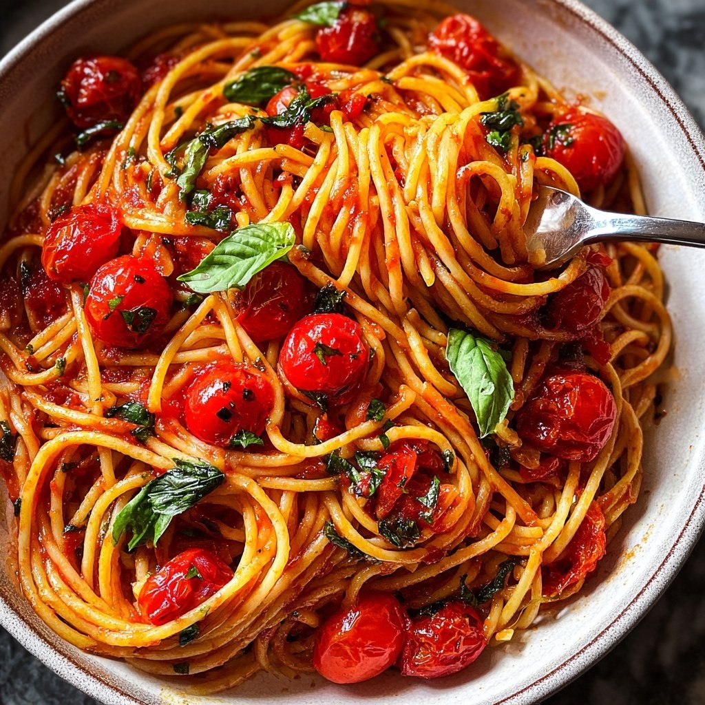 Spaghetti mit Tomaten-Basilikum-Sauce
