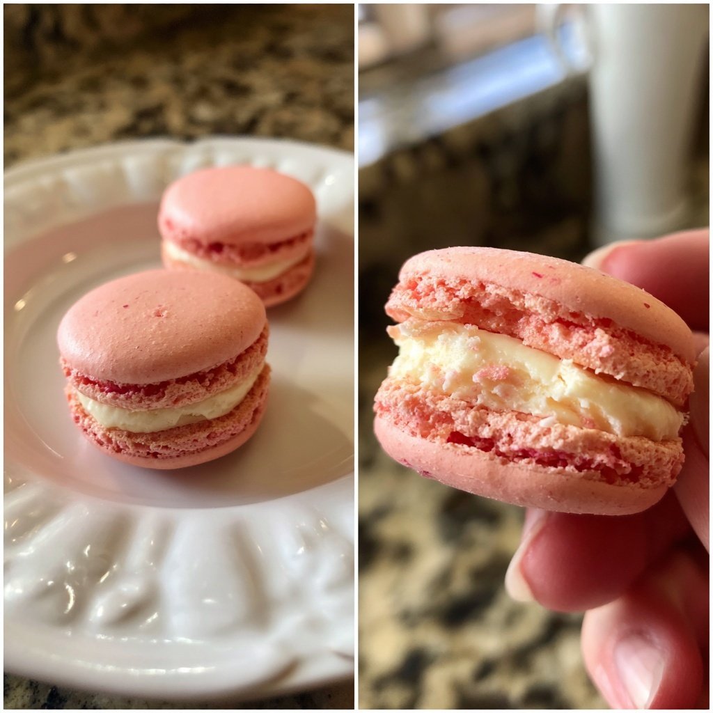 Valentins-Macarons rosa und rot
