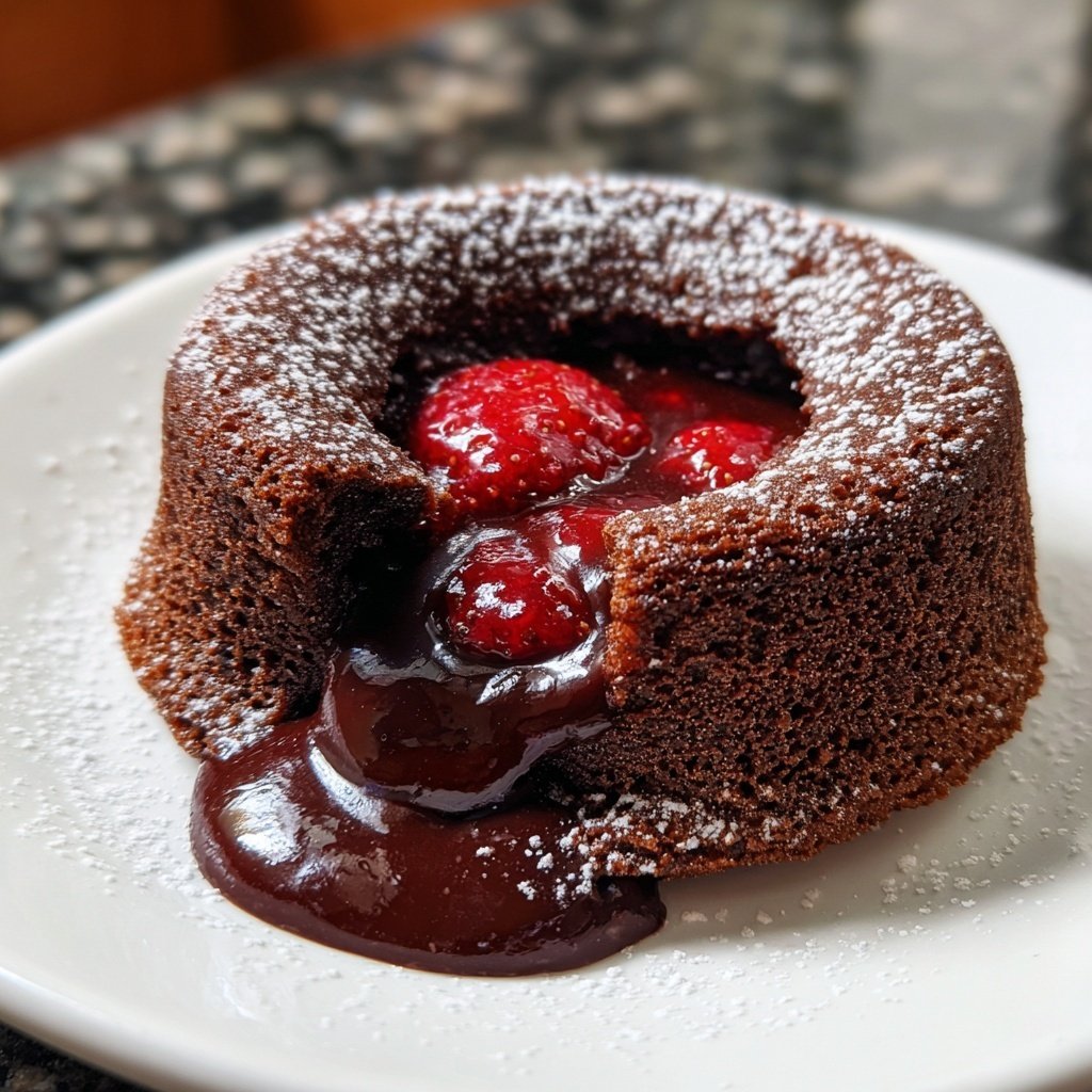 Lava Cake mit Erdbeerfüllung