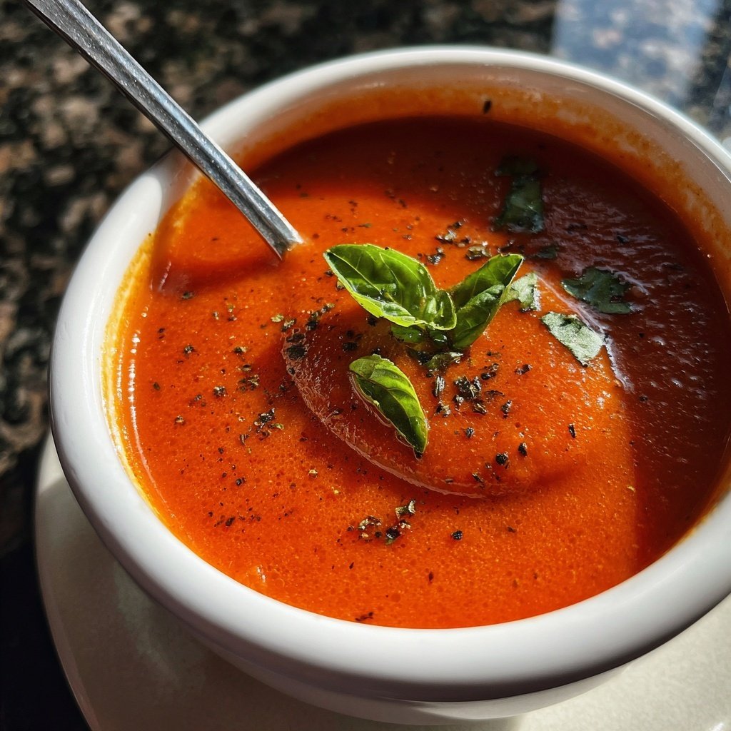 Tomatensuppe mit Basilikum