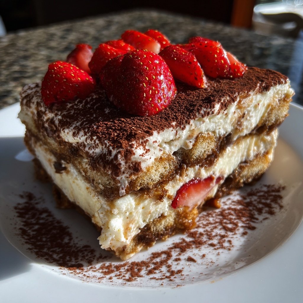 Tiramisu für zwei mit Erdbeeren